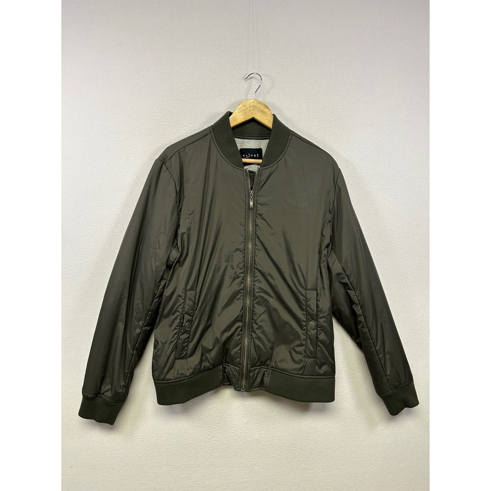 Military Gorpcore Velvet by Graham & Spencer Mens L Olive Green Bomber Jacket